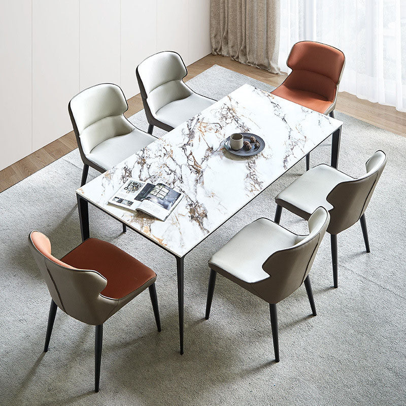 Industrial Wingback Parsons Chair for Home Faux Leather Side Chair