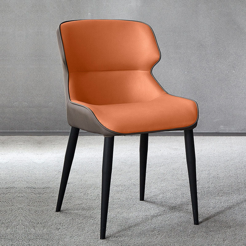 Industrial Wingback Parsons Chair for Home Faux Leather Side Chair