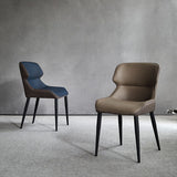 Industrial Wingback Parsons Chair for Home Faux Leather Side Chair