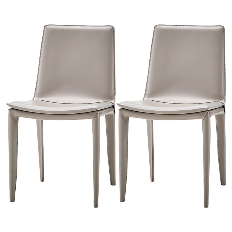 Leather Dining Side Chair Modern Design Armless Solid Back Chair