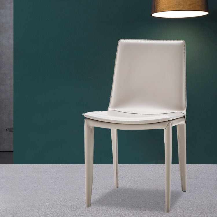 Leather Dining Side Chair Modern Design Armless Solid Back Chair