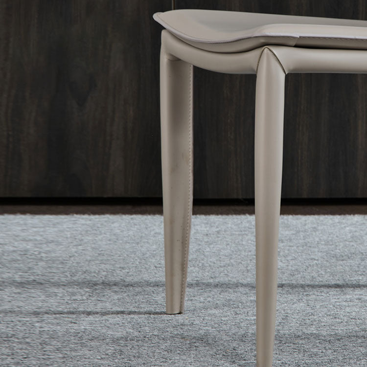 Leather Dining Side Chair Modern Design Armless Solid Back Chair