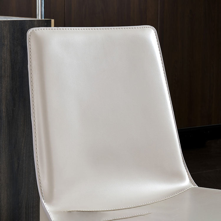 Leather Dining Side Chair Modern Design Armless Solid Back Chair