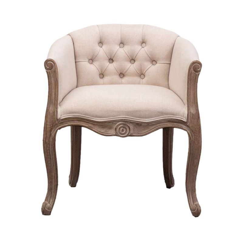 Farmhouse Fabric Home Arm Chair Matte Finish Solid Back Dining Chair Beige 1 Piece Clearhalo 'Dining Chairs' 'Dining Tables & Seating' 'dining_chair' 'furn' 'furn_dining_chair' 'Furniture' 'Kitchen & Dining Furniture' 5785881