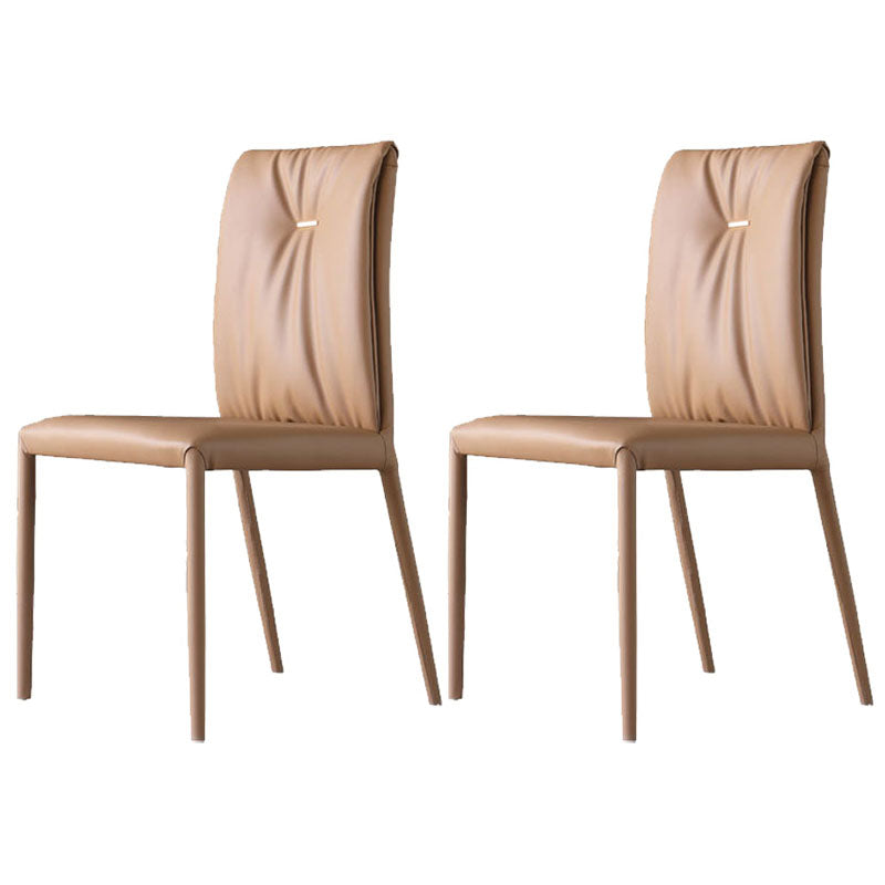 Contemporary Design Leather Dining Chairs Armless Solid Back Chair