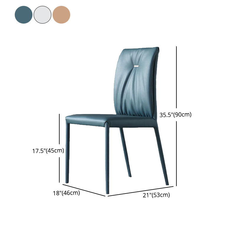 Contemporary Design Leather Dining Chairs Armless Solid Back Chair