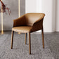 Solid Back Chair Contemporary Design Arm Leather Dining Chair