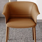 Solid Back Chair Contemporary Design Arm Leather Dining Chair