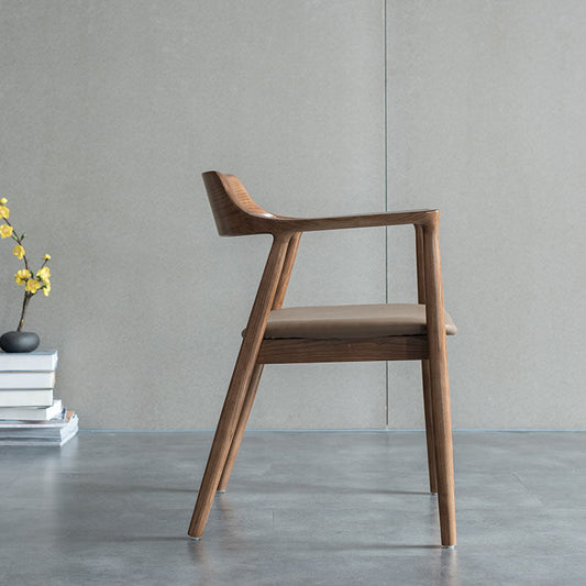 Arm Chair Traditional Style Dining Open Back Chair with Wooden Legs