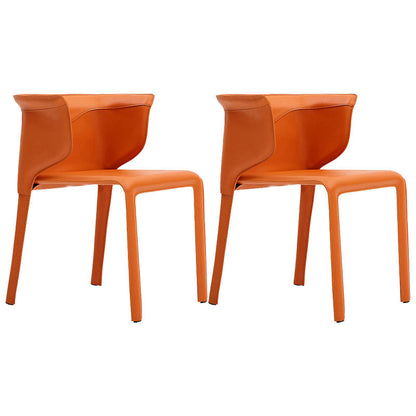 Leather Dining Chair Minimalist Style Wingback Armless Dining Chair