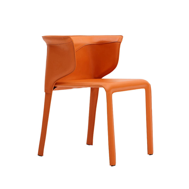 Leather Dining Chair Minimalist Style Wingback Armless Dining Chair