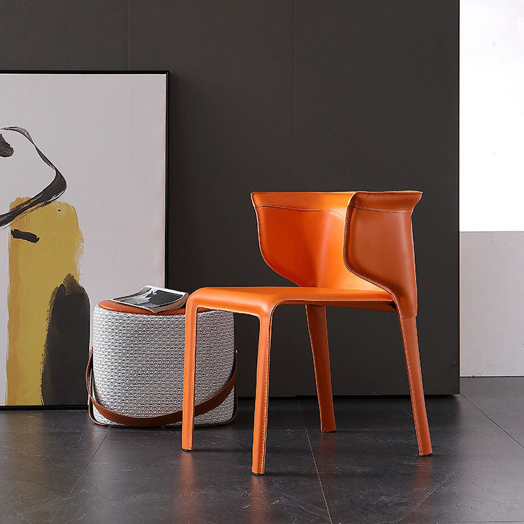 Leather Dining Chair Minimalist Style Wingback Armless Dining Chair