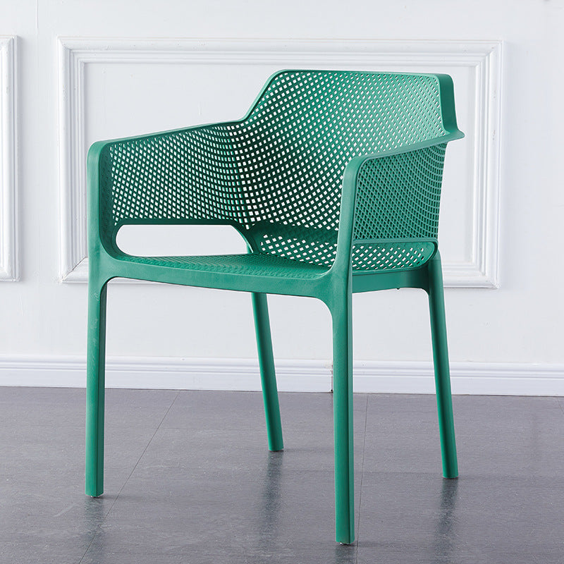 Contemporary Stackable Chair Dining Arm Chairs with Plastic Legs Blackish Green 1 Piece Clearhalo 'Dining Chairs' 'Dining Tables & Seating' 'dining_chair' 'furn' 'furn_dining_chair' 'Furniture' 'Kitchen & Dining Furniture' 5786027