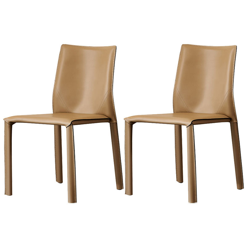 Contemporary Leather Dining Chair Armless Solid Back Chair for Home Use Khaki 2 Piece Set Clearhalo 'Dining Chairs' 'Dining Tables & Seating' 'dining_chair' 'furn' 'furn_dining_chair' 'Furniture' 'Kitchen & Dining Furniture' 5786104