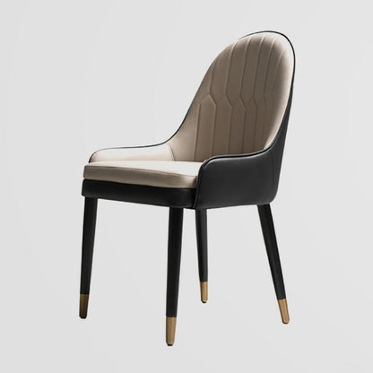 Leather Dining Chair Scandinavian Style Arm Solid Back Dining Side Chair for Home