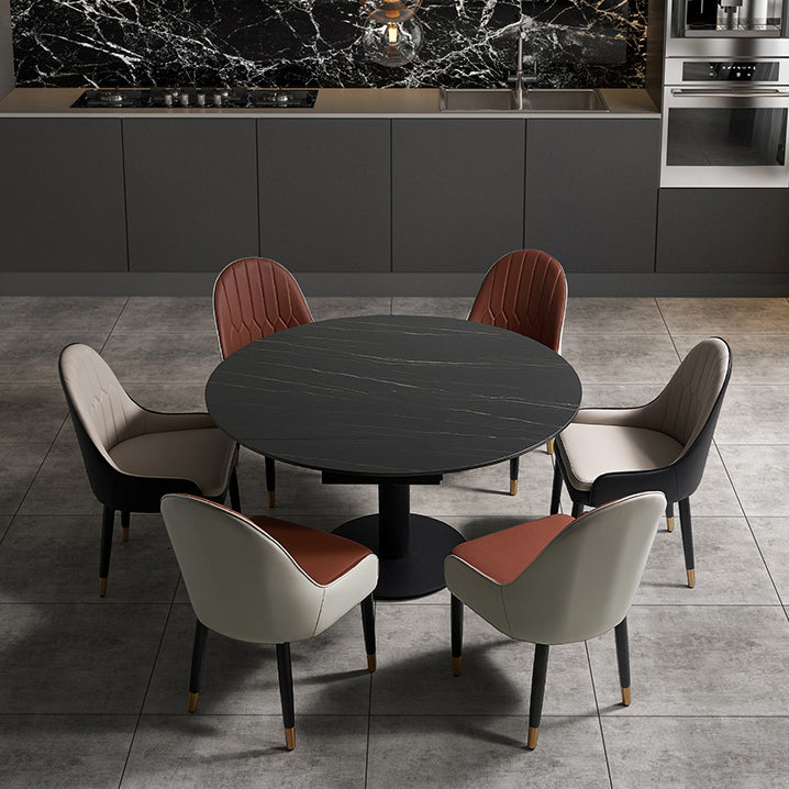 Leather Dining Chair Scandinavian Style Arm Solid Back Dining Side Chair for Home