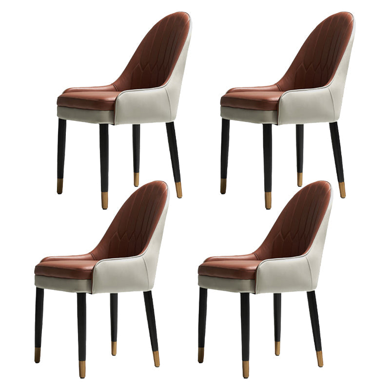 Leather Dining Chair Scandinavian Style Arm Solid Back Dining Side Chair for Home
