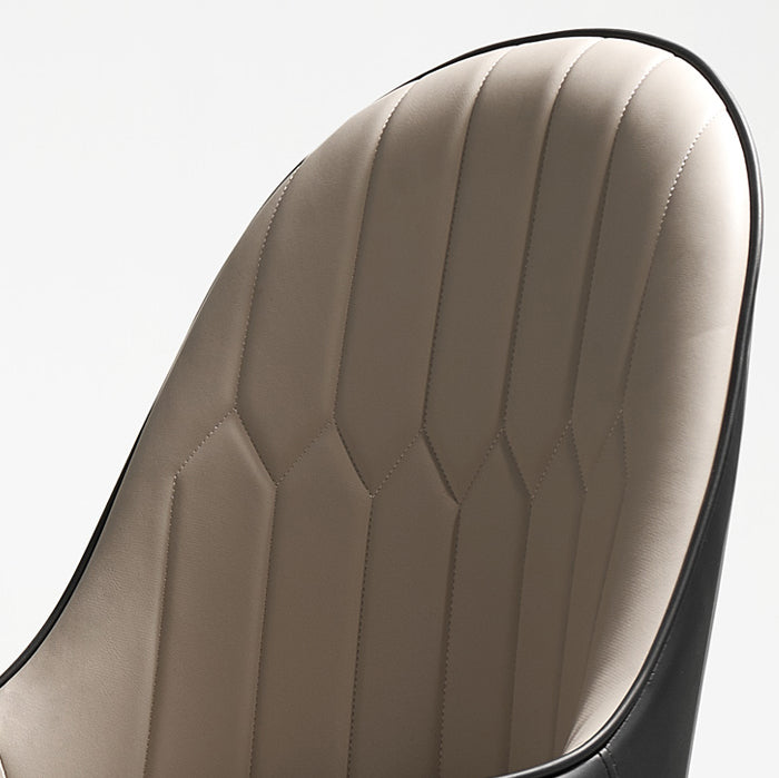 Leather Dining Chair Scandinavian Style Arm Solid Back Dining Side Chair for Home