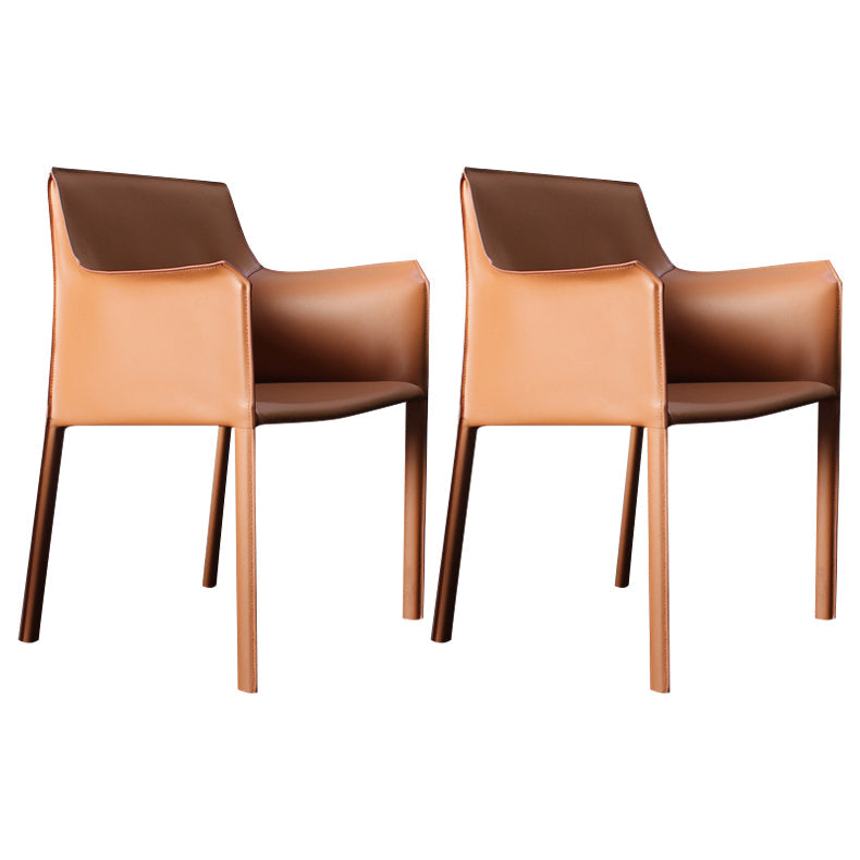 Leather Dining Chair Contemporary Arm Solid Back Side Chairs