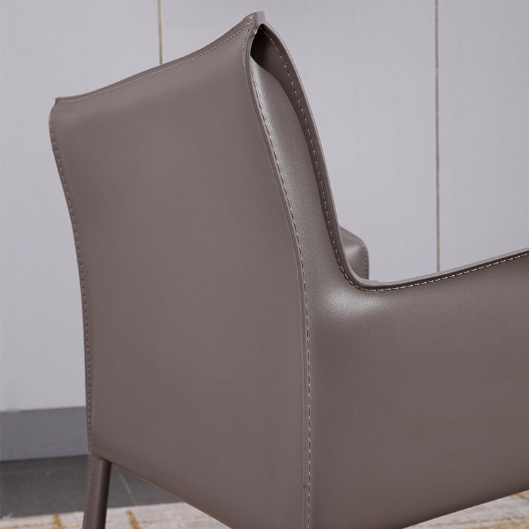 Leather Dining Chair Contemporary Arm Solid Back Side Chairs