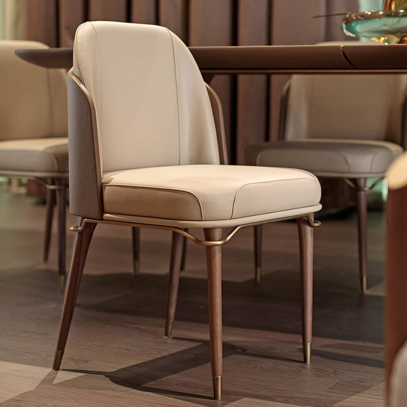 Solid Back Chair Scandinavian Design Armless Leather Dining Chair Khaki 1 Piece Clearhalo 'Dining Chairs' 'Dining Tables & Seating' 'dining_chair' 'furn' 'furn_dining_chair' 'Furniture' 'Kitchen & Dining Furniture' 5786196