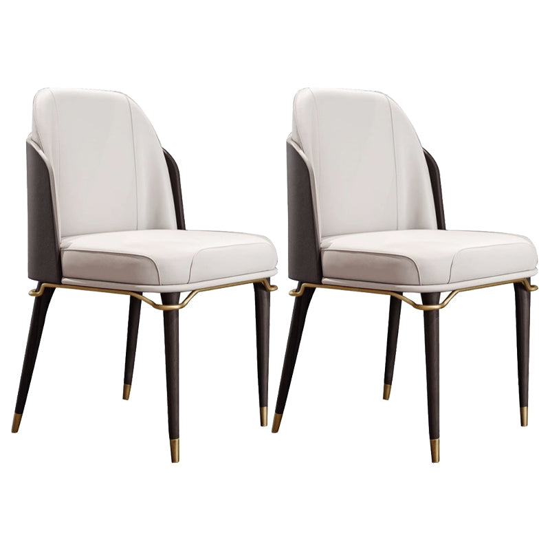Solid Back Chair Scandinavian Design Armless Leather Dining Chair White 2 Piece Set Clearhalo 'Dining Chairs' 'Dining Tables & Seating' 'dining_chair' 'furn' 'furn_dining_chair' 'Furniture' 'Kitchen & Dining Furniture' 5786197