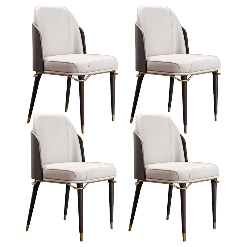Solid Back Chair Scandinavian Design Armless Leather Dining Chair White 4 Piece Set Clearhalo 'Dining Chairs' 'Dining Tables & Seating' 'dining_chair' 'furn' 'furn_dining_chair' 'Furniture' 'Kitchen & Dining Furniture' 5786198