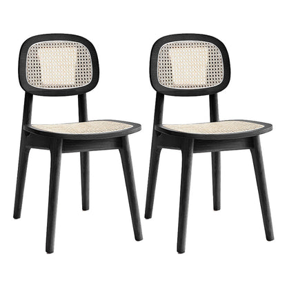 Open Back Side Chair Scandinavian Design Wood Dining Room Chairs Black 2 Piece Set Clearhalo 'Dining Chairs' 'Dining Tables & Seating' 'dining_chair' 'furn' 'furn_dining_chair' 'Furniture' 'Kitchen & Dining Furniture' 5786212