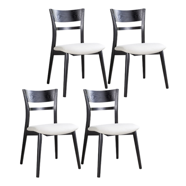 Industrial Home Open Back Chair Matte Finish Wood Dining Chair Black-White 4 Piece Set Clearhalo 'Dining Chairs' 'Dining Tables & Seating' 'dining_chair' 'furn' 'furn_dining_chair' 'Furniture' 'Kitchen & Dining Furniture' 5786246
