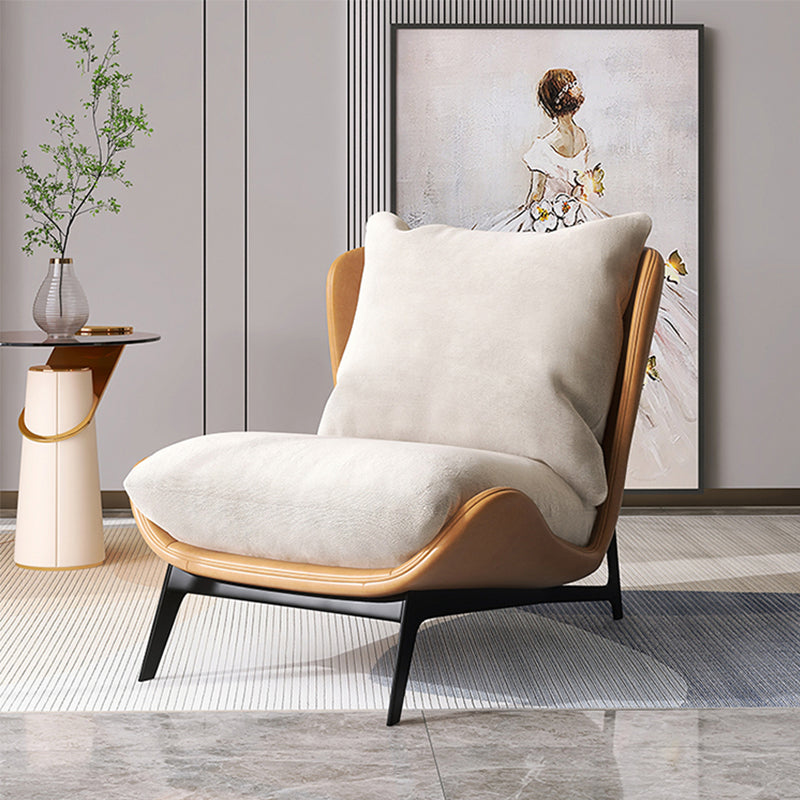 Industrial Style 26.77" Wide Pillow Back Armless Lounge Chair Yellow-Gray 1 Piece Clearhalo 'Accent Chairs' 'accent_chairs' 'Chairs & Seating' 'furn' 'furn_accent_chairs' 'Furniture' 'Living Room Furniture' 5786282
