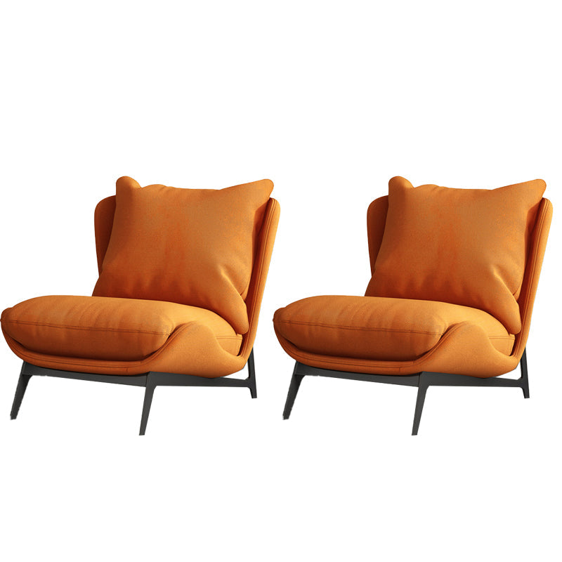 Industrial Style 26.77" Wide Pillow Back Armless Lounge Chair Orange 2 Piece Set Clearhalo 'Accent Chairs' 'accent_chairs' 'Chairs & Seating' 'furn' 'furn_accent_chairs' 'Furniture' 'Living Room Furniture' 5786289