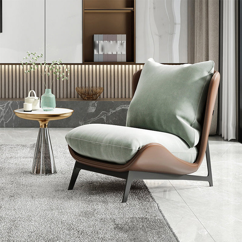 Industrial Style 26.77" Wide Pillow Back Armless Lounge Chair Brown Green 1 Piece Clearhalo 'Accent Chairs' 'accent_chairs' 'Chairs & Seating' 'furn' 'furn_accent_chairs' 'Furniture' 'Living Room Furniture' 5786294