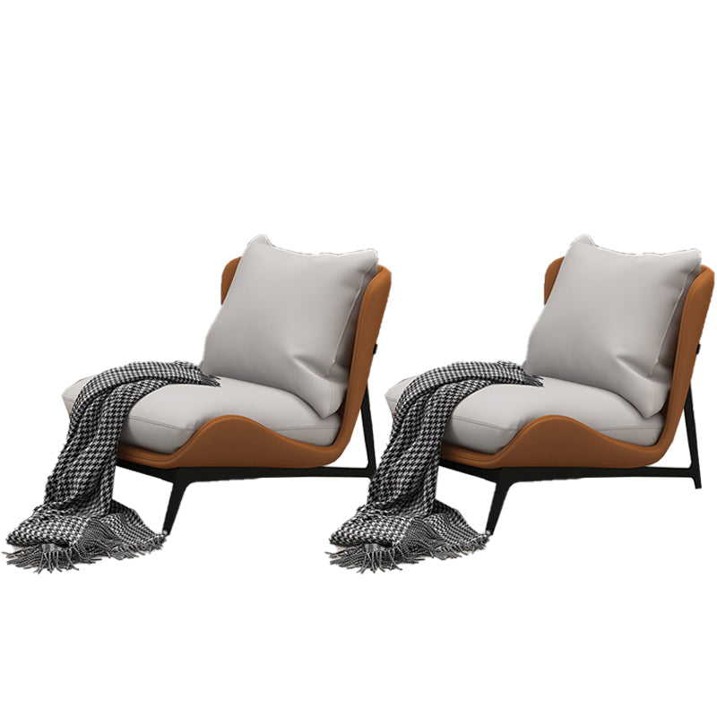 Industrial Style 26.77" Wide Pillow Back Armless Lounge Chair Grey Orange 2 Piece Set Clearhalo 'Accent Chairs' 'accent_chairs' 'Chairs & Seating' 'furn' 'furn_accent_chairs' 'Furniture' 'Living Room Furniture' 5786302