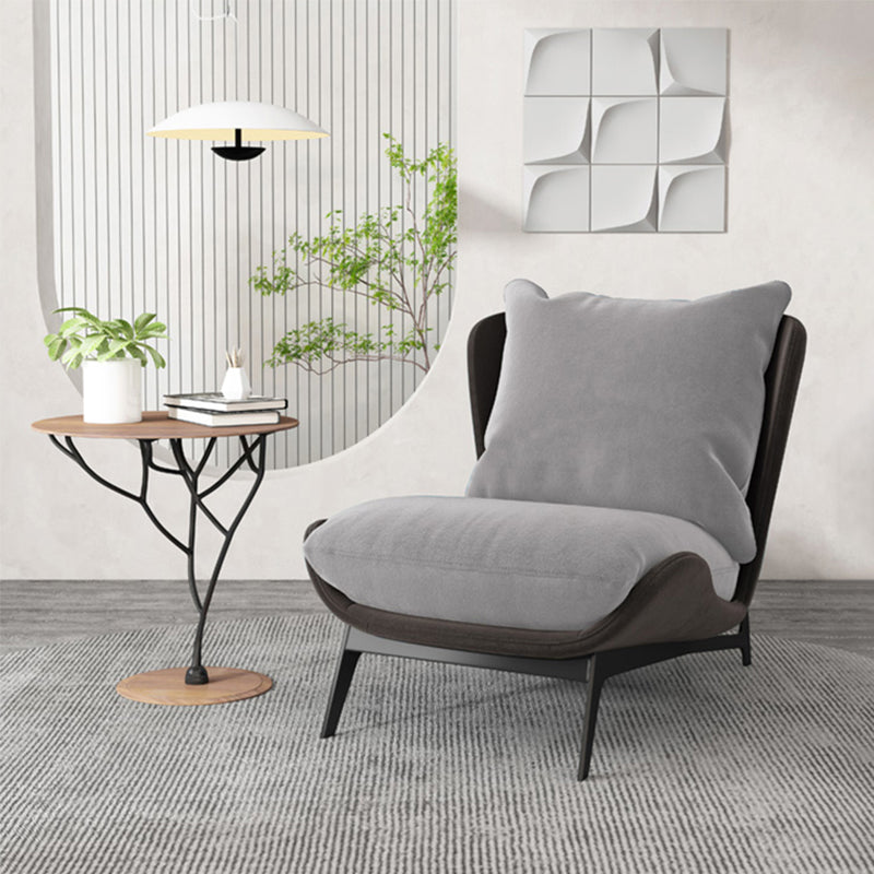 Industrial Style 26.77" Wide Pillow Back Armless Lounge Chair Brown-Grey 1 Piece Clearhalo 'Accent Chairs' 'accent_chairs' 'Chairs & Seating' 'furn' 'furn_accent_chairs' 'Furniture' 'Living Room Furniture' 5786303