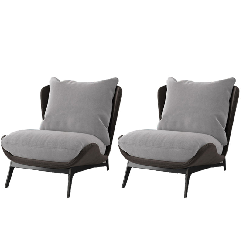 Industrial Style 26.77" Wide Pillow Back Armless Lounge Chair Brown-Grey 2 Piece Set Clearhalo 'Accent Chairs' 'accent_chairs' 'Chairs & Seating' 'furn' 'furn_accent_chairs' 'Furniture' 'Living Room Furniture' 5786304