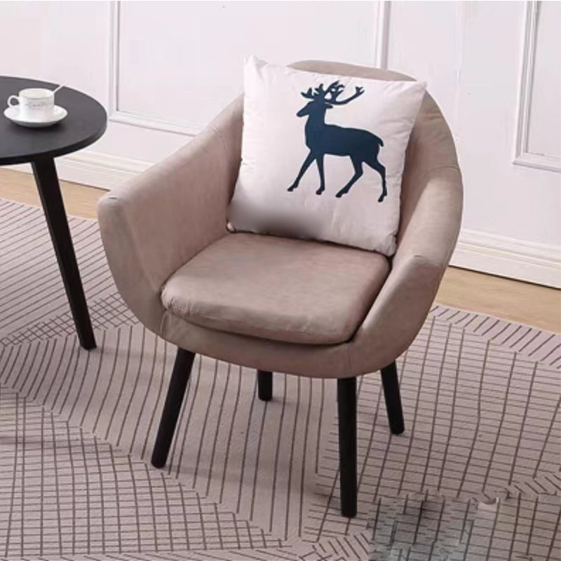 27.56" Wide Faux Leather Pillow Back Flared Arms Arm Sponge 4 Legs Chair Khaki 1 Piece Clearhalo 'Accent Chairs' 'accent_chairs' 'Chairs & Seating' 'furn' 'furn_accent_chairs' 'Furniture' 'Living Room Furniture' 5786346