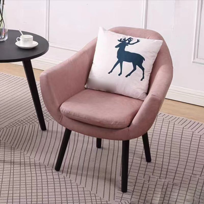 27.56" Wide Faux Leather Pillow Back Flared Arms Arm Sponge 4 Legs Chair Pink 1 Piece Clearhalo 'Accent Chairs' 'accent_chairs' 'Chairs & Seating' 'furn' 'furn_accent_chairs' 'Furniture' 'Living Room Furniture' 5786348