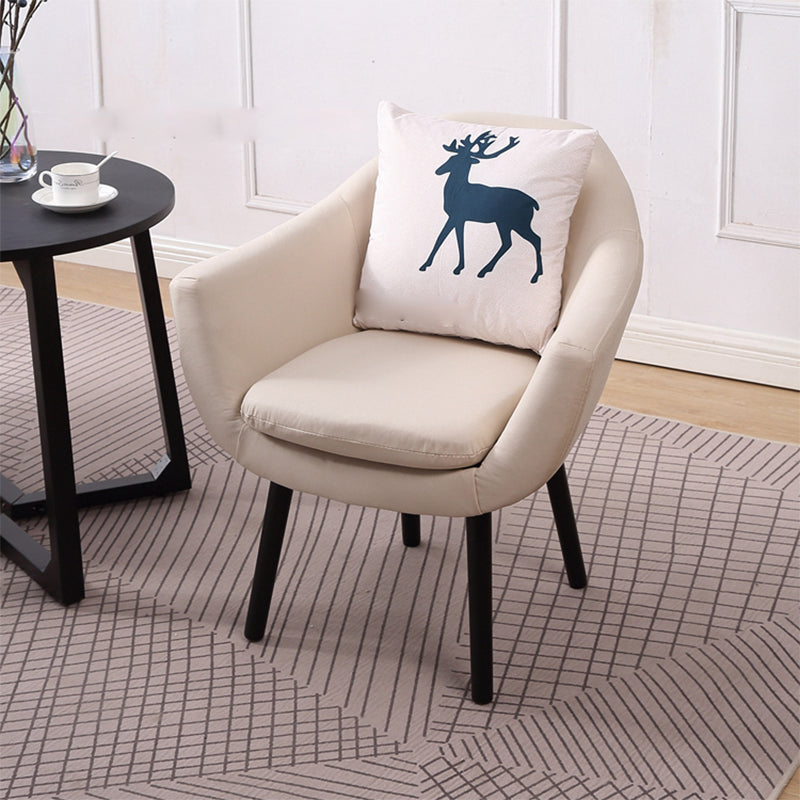 27.56" Wide Faux Leather Pillow Back Flared Arms Arm Sponge 4 Legs Chair Off-White 1 Piece Clearhalo 'Accent Chairs' 'accent_chairs' 'Chairs & Seating' 'furn' 'furn_accent_chairs' 'Furniture' 'Living Room Furniture' 5786350