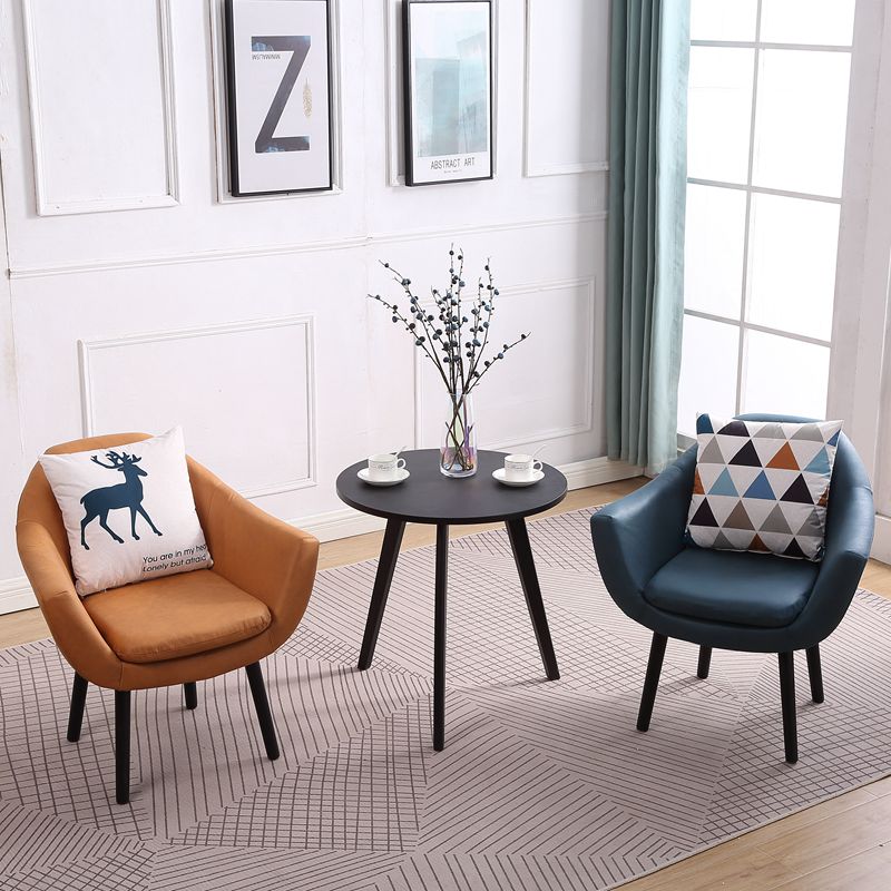 27.56" Wide Faux Leather Pillow Back Flared Arms Arm Sponge 4 Legs Chair Clearhalo 'Accent Chairs' 'accent_chairs' 'Chairs & Seating' 'furn' 'furn_accent_chairs' 'Furniture' 'Living Room Furniture' 5786352