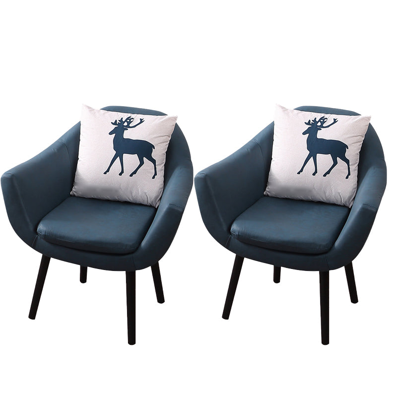 27.56" Wide Faux Leather Pillow Back Flared Arms Arm Sponge 4 Legs Chair Blue 2 Piece Set Clearhalo 'Accent Chairs' 'accent_chairs' 'Chairs & Seating' 'furn' 'furn_accent_chairs' 'Furniture' 'Living Room Furniture' 5786354
