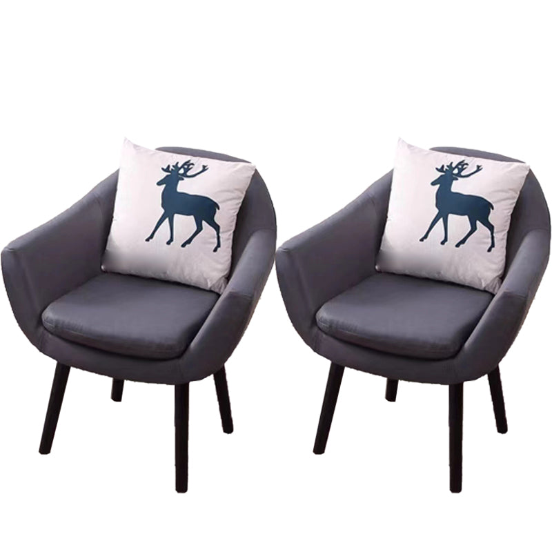 27.56" Wide Faux Leather Pillow Back Flared Arms Arm Sponge 4 Legs Chair Grey 2 Piece Set Clearhalo 'Accent Chairs' 'accent_chairs' 'Chairs & Seating' 'furn' 'furn_accent_chairs' 'Furniture' 'Living Room Furniture' 5786360