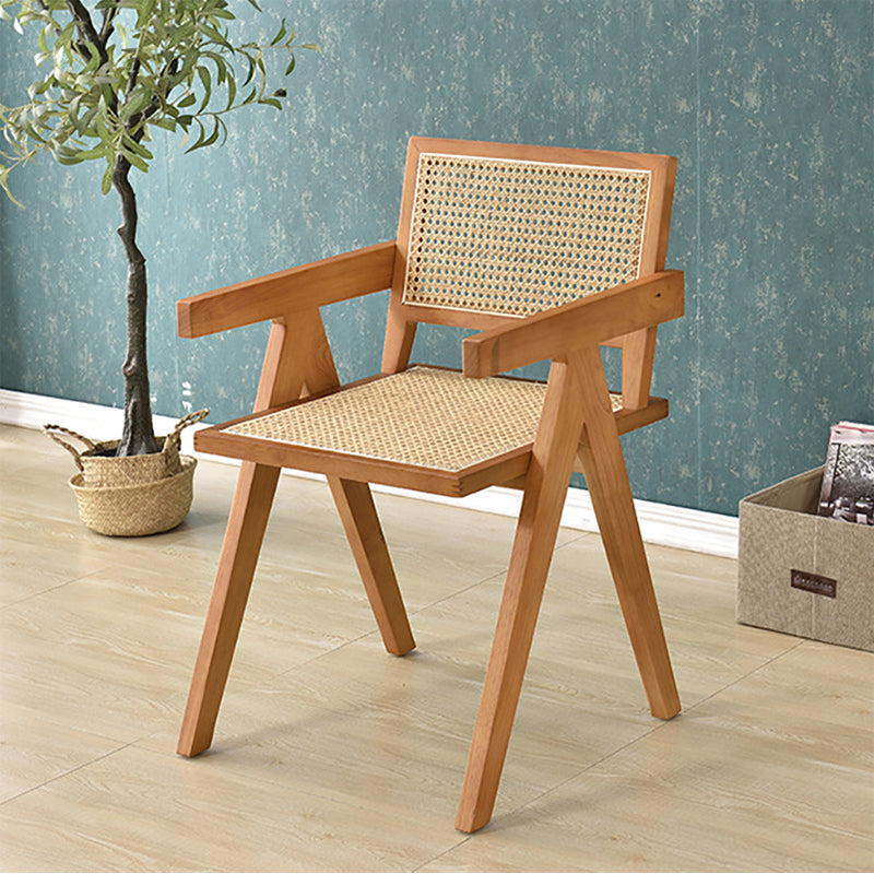 Nordic Style 15.7 " Wide Wood Fixed Back Fino Base Arm Chair