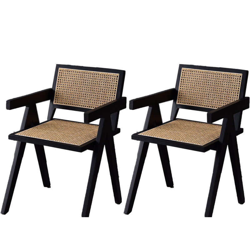 Nordic Style 15.7 " Wide Wood Fixed Back Fino Base Arm Chair