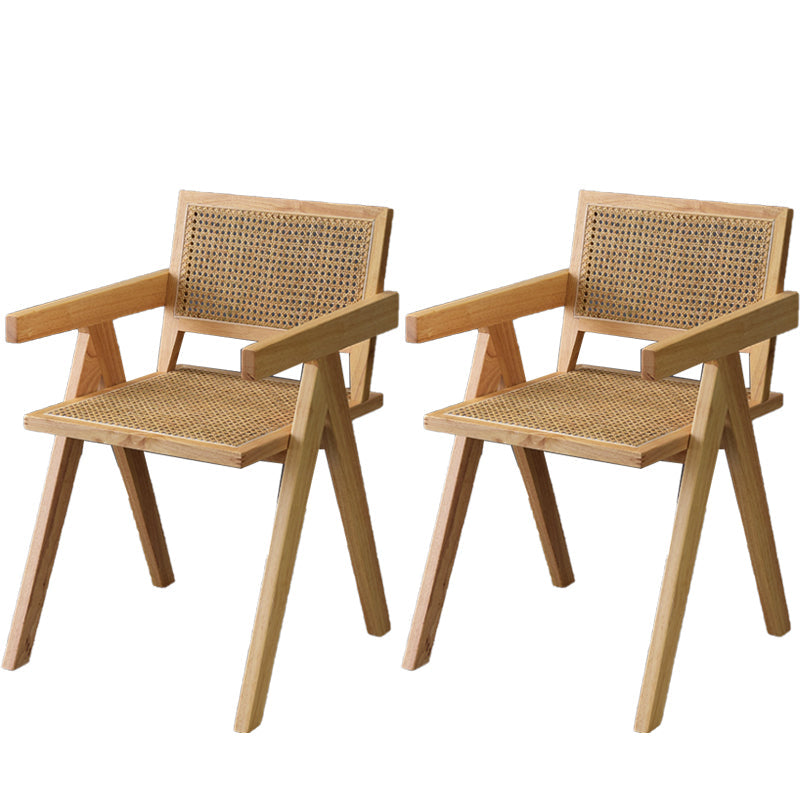 Nordic Style 15.7 " Wide Wood Fixed Back Fino Base Arm Chair