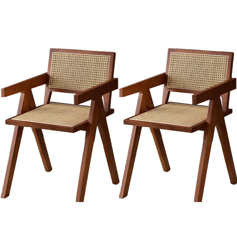 Nordic Style 15.7 " Wide Wood Fixed Back Fino Base Arm Chair