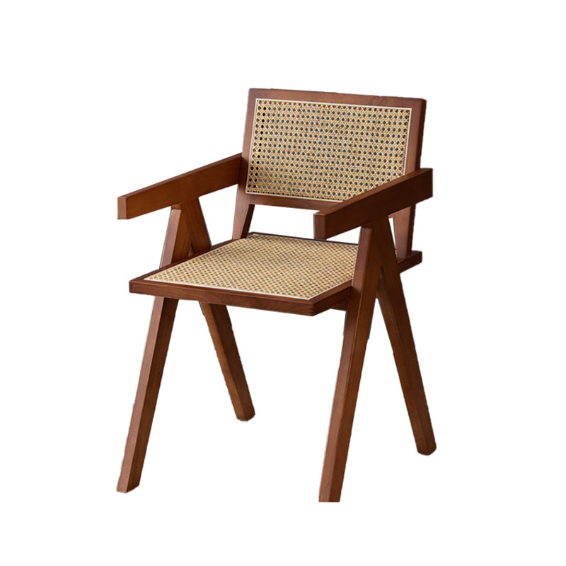 Nordic Style 15.7 " Wide Wood Fixed Back Fino Base Arm Chair