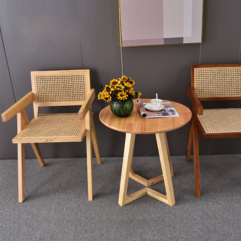 Nordic Style 15.7 " Wide Wood Fixed Back Fino Base Arm Chair