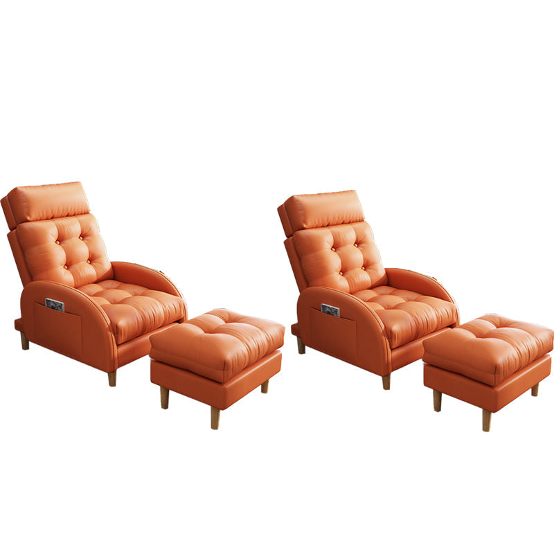 Contemporary Faux Leather Arms Included with Ottoman Lounge Accent Chair