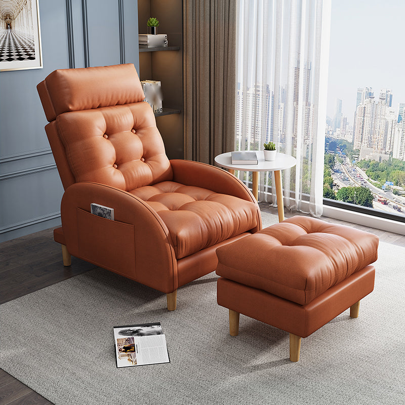 Contemporary Faux Leather Arms Included with Ottoman Lounge Accent Chair