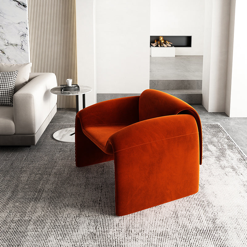 Mid-Century Modern Armless Accent Room Chair Fixed Back Accent Chair for Living Room Orange Velvet 1 Piece Clearhalo 'Accent Chairs' 'accent_chairs' 'Chairs & Seating' 'furn' 'furn_accent_chairs' 'Furniture' 'Living Room Furniture' 5786453